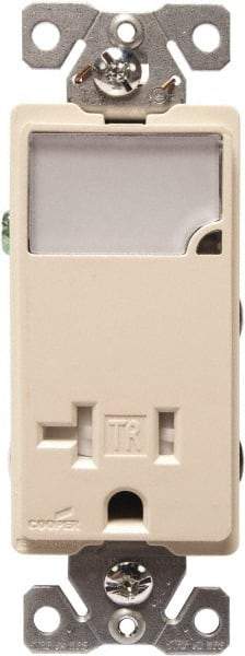 Cooper Wiring Devices - 2 Pole, 125 VAC, 20 Amp, 1 Outlet, Flush Mounted, Self Grounding, Tamper Resistant Combination Outlet with Night Light - 5-20R Configuration, Back Side Wiring, Thermoplastic Material, cULus Listed Standard - Exact Tool & Supply