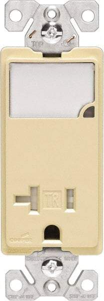 Cooper Wiring Devices - 2 Pole, 125 VAC, 20 Amp, 1 Outlet, Flush Mounted, Self Grounding, Tamper Resistant Combination Outlet with Night Light - 5-20R Configuration, Back Side Wiring, Thermoplastic Material, cULus Listed Standard - Exact Tool & Supply