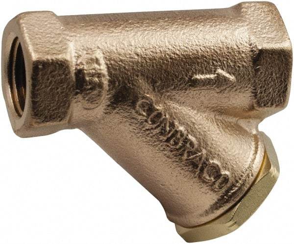 Conbraco - 1/2" Pipe, Female NPT Ends, Lead Free Bronze Y-Strainer - 400 psi Pressure Rating, 400 psi WOG Rating, 125 psi WSP Rating - Exact Tool & Supply