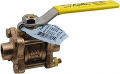 Conbraco - 4" Pipe, Full Port, Lead Free Bronze Full Port Ball Valve - 3 Piece, Female NPT Ends, Lever Handle, 600 WOG, 150 WSP - Exact Tool & Supply