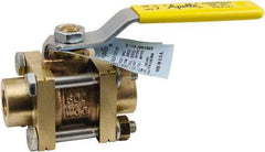 Conbraco - 1-1/4" Pipe, Full Port, Lead Free Bronze Full Port Ball Valve - 3 Piece, Female NPT Ends, Lever Handle, 600 WOG, 150 WSP - Exact Tool & Supply