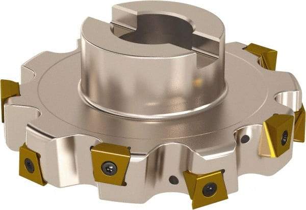 Seco - Shell Mount Connection, 1" Cutting Width, 1.598" Depth of Cut, 6" Cutter Diam, 1-1/2" Hole Diam, 6 Tooth Indexable Slotting Cutter - R335.25 Toolholder, L/XNHQ 1407 Insert, Right Hand Cutting Direction - Exact Tool & Supply