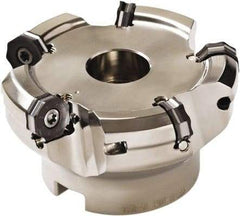 Seco - 95mm Cut Diam, 27mm Arbor Hole, 3mm Max Depth of Cut, 40° Indexable Chamfer & Angle Face Mill - 6 Inserts, ON.. 0504 Insert, Right Hand Cut, 6 Flutes, Through Coolant, Series Double OctoMill - Exact Tool & Supply