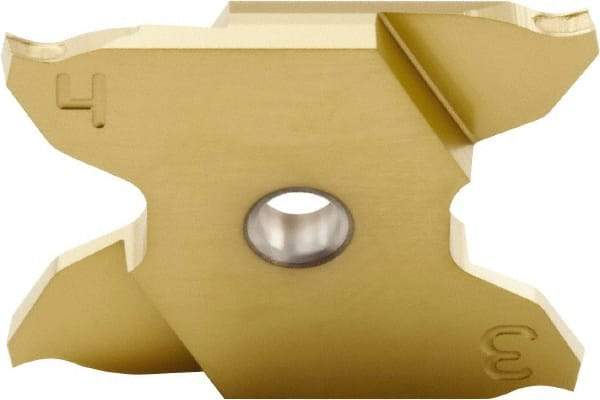 Seco - 2503015X4GK MC Grade CP600, 0.118" Cutting Width Carbide Grooving Insert - 0.256" Max Depth of Cut, Right Hand, 0.006" Corner Radius, TiAlN/TiN Finish - Exact Tool & Supply