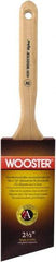 Wooster Brush - 2-1/2" Angled Synthetic Sash Brush - 2-15/16" Bristle Length, 7-7/8" Maple Fluted Handle - Exact Tool & Supply