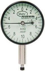Mahr - 0.05" Range, 0-10-0 Dial Reading, 0.0005" Graduation Dial Drop Indicator - 1-1/4" Dial, 0.02" Range per Revolution, 0.0005" Accuracy, Revolution Counter - Exact Tool & Supply