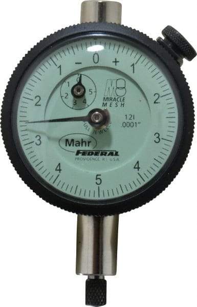 Mahr - 0.025" Range, 0-10-0 Dial Reading, 0.0001" Graduation Dial Drop Indicator - 1-3/4" Dial, 0.01" Range per Revolution, 0.0001" Accuracy, Revolution Counter - Exact Tool & Supply