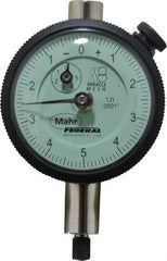Mahr - 0.025" Range, 0-10-0 Dial Reading, 0.0001" Graduation Dial Drop Indicator - 1-3/4" Dial, 0.01" Range per Revolution, 0.0001" Accuracy, Revolution Counter - Exact Tool & Supply