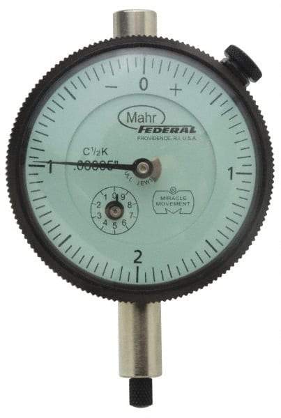 Mahr - 0.05" Range, 0-10-0 Dial Reading, 0.001" Graduation Dial Drop Indicator - 2-3/4" Dial, 0.02" Range per Revolution, 0.001" Accuracy, Revolution Counter - Exact Tool & Supply