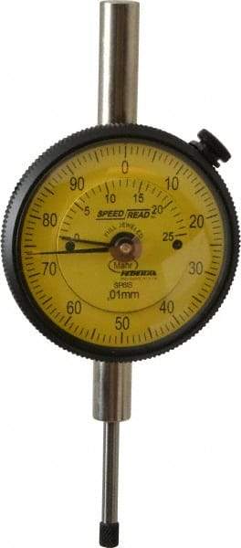 Mahr - 25mm Range, 0-100 Dial Reading, 0.01mm Graduation Dial Drop Indicator - 2-1/4" Dial, 1mm Range per Revolution, 0.02mm Accuracy, Revolution Counter - Exact Tool & Supply
