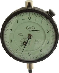 Mahr - 0.025" Range, 0-5-0 Dial Reading, 0.0001" Graduation Dial Drop Indicator - 2-3/4" Dial, 0.01" Range per Revolution, 0.0001" Accuracy, Revolution Counter - Exact Tool & Supply