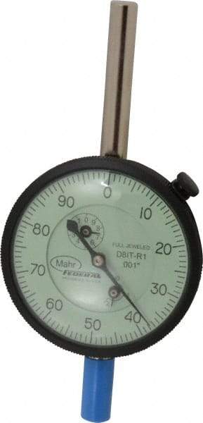 Mahr - 2" Range, 0-100 Dial Reading, 0.001" Graduation Dial Drop Indicator - 2-3/4" Dial, 0.1" Range per Revolution, 0.001" Accuracy, Revolution Counter - Exact Tool & Supply