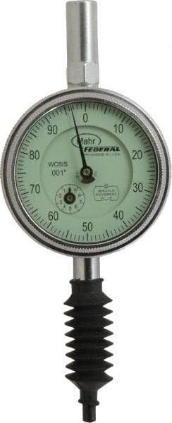 Mahr - 1" Range, 0-100 Dial Reading, 0.001" Graduation Dial Drop Indicator - 2-1/4" Dial, 0.1" Range per Revolution, 0.001" Accuracy, Revolution Counter - Exact Tool & Supply