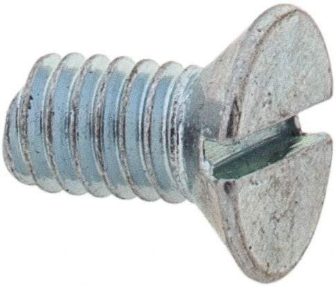 Value Collection - M2.5x0.45, 5mm OAL Slotted Drive Machine Screw - Flat Head, Grade 4.8 Steel, Zinc-Plated Finish, Without Washer - Exact Tool & Supply