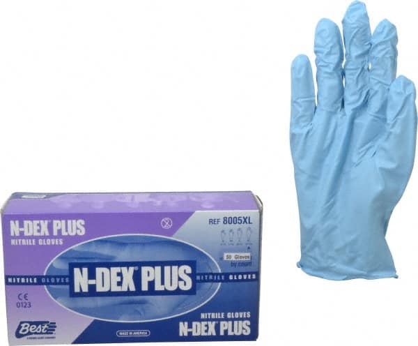 SHOWA - Size XL, 8 mil, Industrial Grade, Powdered Nitrile Disposable Gloves - Exact Tool & Supply