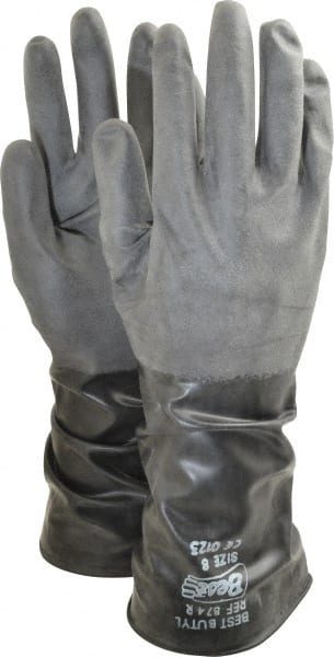 SHOWA - Size M (8), 14" Long, 14 mil, Unsupported, Butyl Chemical Resistant Gloves - Exact Tool & Supply