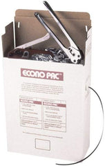 Value Collection - 7,200 Inch Long x 1/2 Inch Wide x 0.025 Inch Thick, Heavy Duty Polypropylene Strapping Kit - 500 Lbs Tensile Strength, Contains Self Dispensing Box, Polypropylene Strapping, 1,000 Seals, Tensioner Tool and Crimper Tool - Exact Tool & Supply