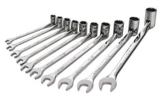 SK - 10 Piece, 10 to 19mm, Combination Wrench Set - Metric System of Measurement, Chrome Finish, Comes in Tray - Exact Tool & Supply