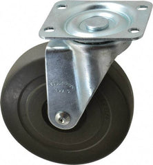 Albion - 5" Diam x 1-1/4" Wide x 6-15/32" OAH Top Plate Mount Swivel Caster - Hard Rubber, 290 Lb Capacity, Self-Lubricating Bearing, 2-7/8 x 3-5/8" Plate - Exact Tool & Supply