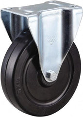 Value Collection - 5" Diam x 1-1/4" Wide x 6-15/32" OAH Top Plate Mount Rigid Caster - Soft Rubber, 200 Lb Capacity, Self-Lubricating Bearing, 2-7/8 x 3-5/8" Plate - Exact Tool & Supply