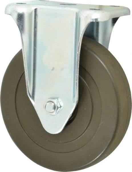Albion - 5" Diam x 1-1/4" Wide x 6-15/32" OAH Top Plate Mount Rigid Caster - Hard Rubber, 290 Lb Capacity, Self-Lubricating Bearing, 2-7/8 x 3-5/8" Plate - Exact Tool & Supply