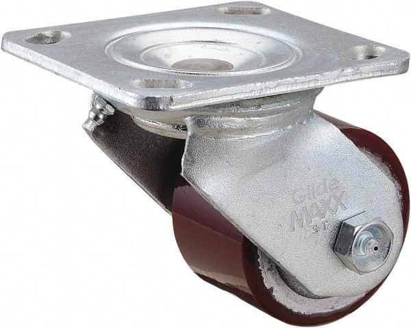 Value Collection - 3" Diam x 1-1/2" Wide x 4-1/2" OAH Top Plate Mount Swivel Caster - Polyurethane, 420 Lb Capacity, Roller Bearing, 4 x 4-1/2" Plate - Exact Tool & Supply