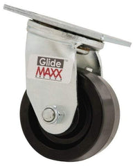 Value Collection - 4" Diam x 2" Wide x 5-5/8" OAH Top Plate Mount Swivel Caster - Phenolic, 800 Lb Capacity, Roller Bearing, 4 x 4-1/2" Plate - Exact Tool & Supply