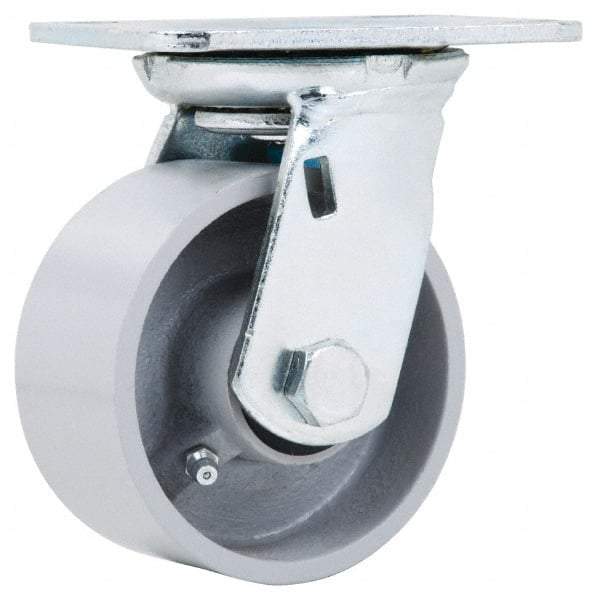 Fairbanks - 4" Diam x 2" Wide x 5-3/8" OAH Top Plate Mount Swivel Caster - Semi-Steel, 700 Lb Capacity, Roller Bearing, 4 x 4-1/2" Plate - Exact Tool & Supply