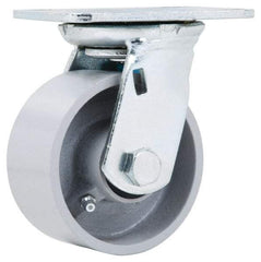Fairbanks - 4" Diam x 2" Wide x 5-3/8" OAH Top Plate Mount Swivel Caster - Semi-Steel, 700 Lb Capacity, Roller Bearing, 4 x 4-1/2" Plate - Exact Tool & Supply