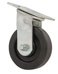 Value Collection - 5" Diam x 1-1/2" Wide x 6-1/2" OAH Top Plate Mount Swivel Caster - Phenolic, 600 Lb Capacity, Roller Bearing, 4 x 4-1/2" Plate - Exact Tool & Supply