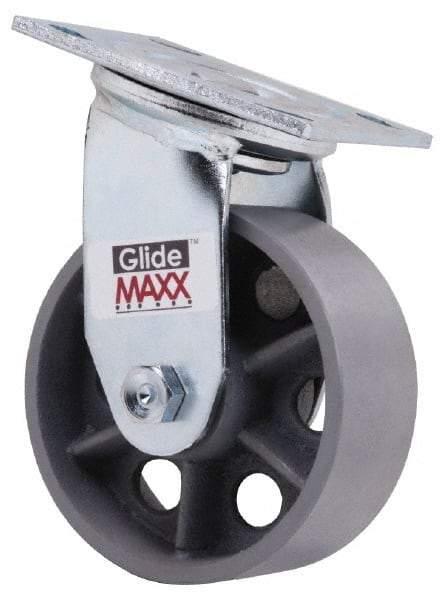 Value Collection - 5" Diam x 2" Wide x 6-1/2" OAH Top Plate Mount Swivel Caster - Semi-Steel, 1,000 Lb Capacity, Roller Bearing, 4 x 4-1/2" Plate - Exact Tool & Supply