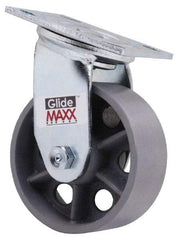 Value Collection - 5" Diam x 2" Wide x 6-1/2" OAH Top Plate Mount Swivel Caster - Semi-Steel, 1,000 Lb Capacity, Roller Bearing, 4 x 4-1/2" Plate - Exact Tool & Supply