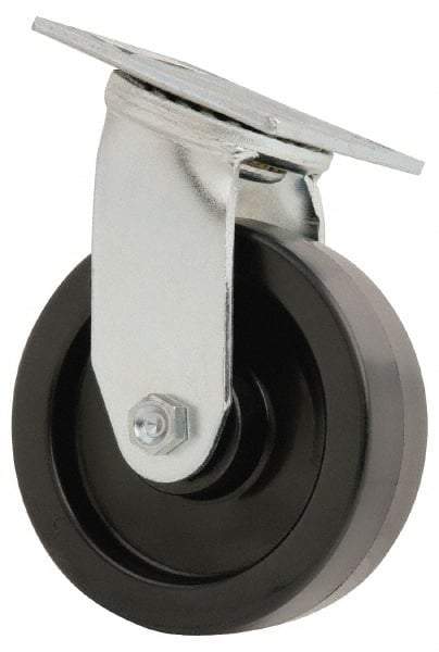 Value Collection - 6" Diam x 2" Wide x 7-1/2" OAH Top Plate Mount Swivel Caster - Polyolefin, 800 Lb Capacity, Roller Bearing, 4 x 4-1/2" Plate - Exact Tool & Supply