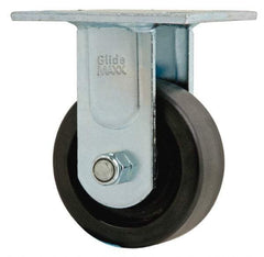 Value Collection - 4" Diam x 1-1/2" Wide x 5-5/8" OAH Top Plate Mount Rigid Caster - Phenolic, 600 Lb Capacity, Roller Bearing, 4 x 4-1/2" Plate - Exact Tool & Supply
