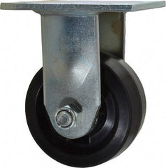 Value Collection - 4" Diam x 2" Wide x 5-5/8" OAH Top Plate Mount Rigid Caster - Phenolic, 800 Lb Capacity, Roller Bearing, 4 x 4-1/2" Plate - Exact Tool & Supply