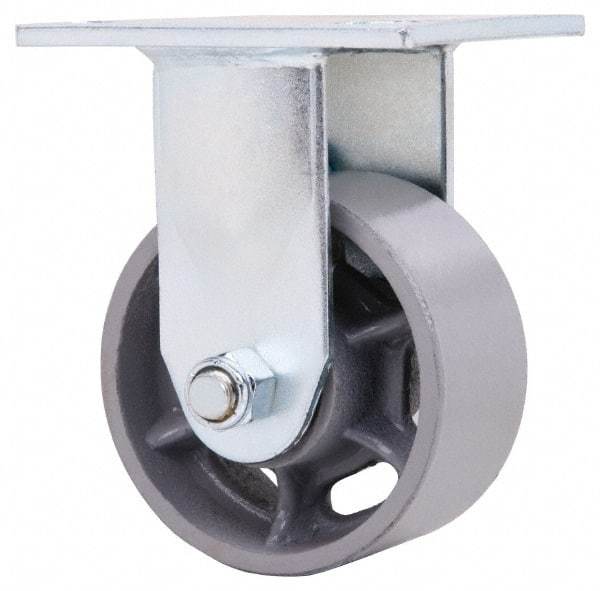 Value Collection - 4" Diam x 2" Wide x 5-5/8" OAH Top Plate Mount Rigid Caster - Semi-Steel, 700 Lb Capacity, Roller Bearing, 4 x 4-1/2" Plate - Exact Tool & Supply