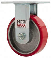 Value Collection - 5" Diam x 1-1/2" Wide x 6-1/2" OAH Top Plate Mount Rigid Caster - Polyurethane, 800 Lb Capacity, Roller Bearing, 4 x 4-1/2" Plate - Exact Tool & Supply