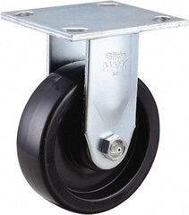 Value Collection - 5" Diam x 1-1/2" Wide x 6-1/2" OAH Top Plate Mount Rigid Caster - Polyolefin, 550 Lb Capacity, Delrin Bearing, 4 x 4-1/2" Plate - Exact Tool & Supply