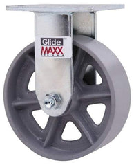 Value Collection - 6" Diam x 2" Wide x 7-1/2" OAH Top Plate Mount Rigid Caster - Semi-Steel, 1,200 Lb Capacity, Roller Bearing, 4 x 4-1/2" Plate - Exact Tool & Supply