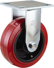 Value Collection - 6" Diam x 2" Wide x 7-1/2" OAH Top Plate Mount Rigid Caster - Polyurethane, 600 Lb Capacity, Roller Bearing, 4 x 4-1/2" Plate - Exact Tool & Supply