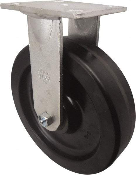 Value Collection - 8" Diam x 2" Wide x 9-1/2" OAH Top Plate Mount Rigid Caster - Phenolic, 900 Lb Capacity, Roller Bearing, 4 x 4-1/2" Plate - Exact Tool & Supply