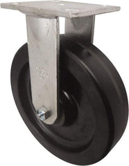 Value Collection - 8" Diam x 2" Wide x 9-1/2" OAH Top Plate Mount Rigid Caster - Phenolic, 900 Lb Capacity, Roller Bearing, 4 x 4-1/2" Plate - Exact Tool & Supply