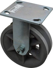 Value Collection - 6" Diam x 2" Wide, Metal With Groove Rigid Caster - 1,000 Lb Capacity, Top Plate Mount, 4" x 4-1/2" Plate, Roller Bearing - Exact Tool & Supply
