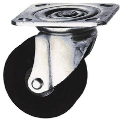 Albion - 3" Diam x 1-1/4" Wide x 3-11/16" OAH Top Plate Mount Swivel Caster - Hard Rubber, 225 Lb Capacity, Self-Lubricating Bearing, 3-1/8 x 4-1/8" Plate - Exact Tool & Supply