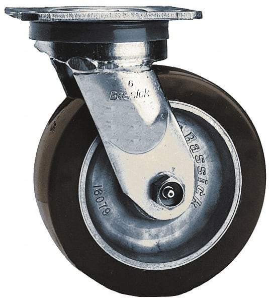 Albion - 3-1/4" Diam x 2" Wide x 5-1/4" OAH Top Plate Mount Swivel Caster - Phenolic, 800 Lb Capacity, Roller Bearing, 4 x 4-1/2" Plate - Exact Tool & Supply