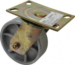 Albion - 6" Diam x 2" Wide x 7-1/2" OAH Top Plate Mount Swivel Caster - Semi-Steel, 1,750 Lb Capacity, Sealed Roller Bearing, 4-1/2 x 6-5/16" Plate - Exact Tool & Supply