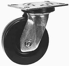 Albion - 8" Diam x 2" Wide x 9-1/2" OAH Top Plate Mount Rigid Caster - Phenolic, 1,650 Lb Capacity, Sealed Roller Bearing, 4-1/2 x 6-5/16" Plate - Exact Tool & Supply