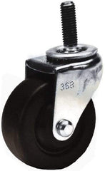 Shepherd - 3" Diam x 13/16" Wide x 3-1/2" OAH Stem Mount Swivel Caster with Brake - Hard Rubber, 120 Lb Capacity, Nylon Bearing, 3/8-16 x 1-1/2" Threaded Stem - Exact Tool & Supply