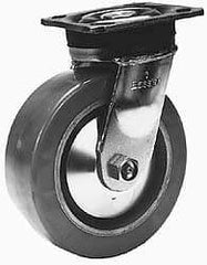 Albion - 8" Diam x 2" Wide x 9-1/2" OAH Top Plate Mount Rigid Caster - Polyurethane, 900 Lb Capacity, Roller Bearing, 4 x 4-1/2" Plate - Exact Tool & Supply