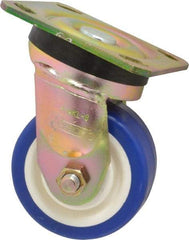 Albion - 4" Diam x 2" Wide x 5-5/8" OAH Top Plate Mount Swivel Caster - Polyurethane, 600 Lb Capacity, Roller Bearing, 4 x 4-1/2" Plate - Exact Tool & Supply